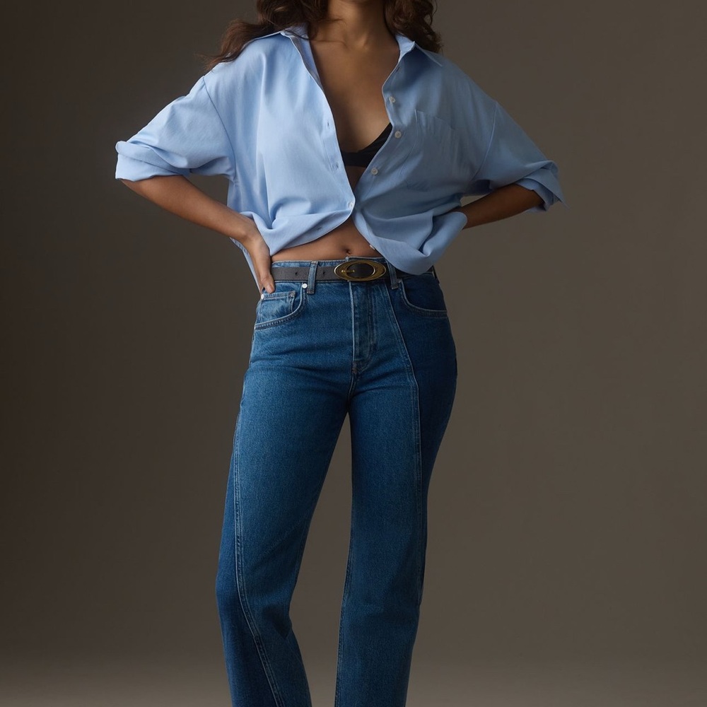 Pilcro Women's Straight Leg Jeans in Deep Blue
